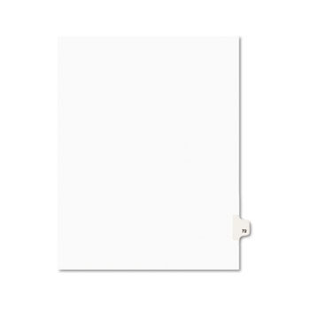 Avery-Style Legal Side Tab Divider, Title: 72, Letter, White, 25/Pack