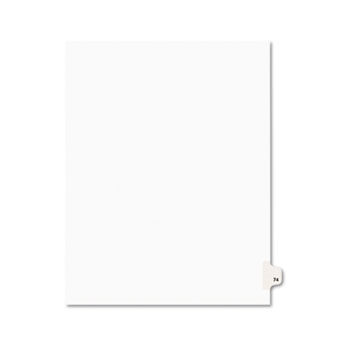 Avery-Style Legal Side Tab Divider, Title: 74, Letter, White, 25/Pack