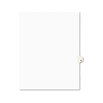 Avery-Style Legal Side Tab Divider, Title: 91, Letter, White, 25/Pack