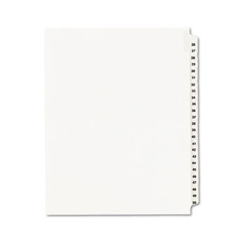 Avery-Style Legal Side Tab Divider, Title: 26-50, Letter, White, 1 Set