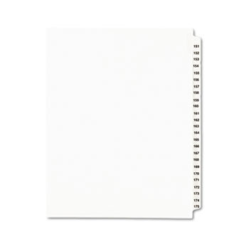 Avery-Style Legal Side Tab Divider, Title: 151-175, Letter, White, 1 Set