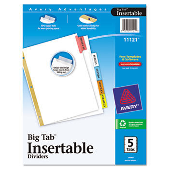 WorkSaver Big Tab Dividers, Multicolor Tabs, 5-Tab, Letter, White, 1/Set