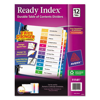 Ready Index Contemporary Table of Contents Divider, 1-12, Multi, Letter, 1 Set