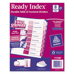 Ready Index Table/Contents Dividers, 8-Tab, 1-8, Letter, Assorted, 24 Sets/Box
