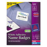 Flexible Self-Adhesive Laser/Inkjet Name Badge Labels, 2-1/3 x 3-3/8, WE, 400/Bx