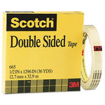Double Sided Office Tape, 1/2"" x 36 yards, 3"" Core, Clear