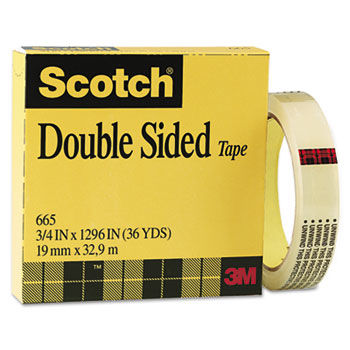 665 Double-Sided Office Tape, 3/4"" x 36 yards, 3"" Core, Clear