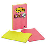 Super Sticky Notes, 5x8, Lined, Assorted Jewel Pop Colors, 4 45-Sheet Pads/PK