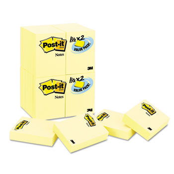 Original Notes, 1-1/2 x 2, Canary Yellow, 24 90-Sheet Pads/Pack