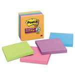Note Pads in Electric Glow Colors, 4 x 4, Lined, Assorted, 6 90-Sheet Pads/Pack