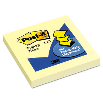 Pop-Up Note Refills, 3 x 3, Canary Yellow, 100 Sheets