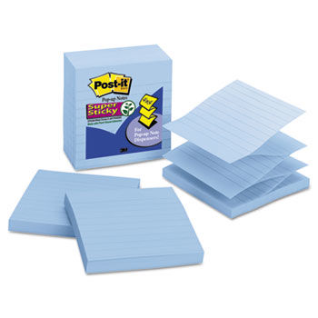 Pop-Up Refills, 4 x 4, Lined, Neptune Blue, 5 90-Sheet Pads/Pack