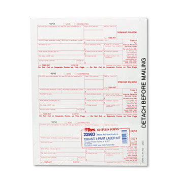 IRS Approved Tax Form, 3-2/3 x 8, Four-Part Carbonless, 75 Forms