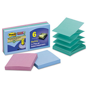 Super Sticky Pop-Up Notes, 3 x 3, Tropic Breeze, 6 90-Sheet Pads/Pack