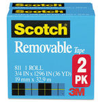 Removable Tape 811 2PK, 3/4"" x 1296"", 1"" Core, 2/Pack