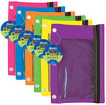 BAZIC Bright Color 3-Ring Pencil Pouch-Mesh Window Case Pack 144