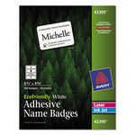 EcoFriendly Name Badge Labels, 2-1/3 x 3-3/8, White, 160/Box