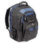 17"" Laptop Backpack, File Compartment, Audio Player Sleeve, Black/Blue