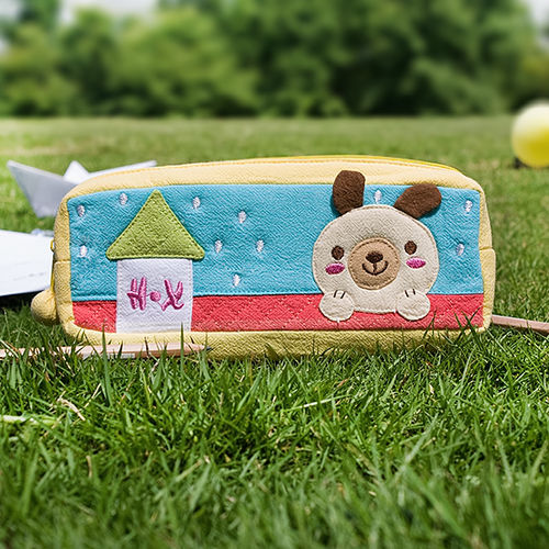 [Dog's Home] Embroidered Applique Pencil Pouch Bag / Cosmetic Bag / Carrying Case (7.5*2.8*1.4)