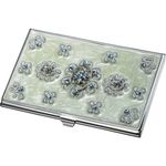 ""Visol """"Carmela"""" Light Green Marble and Blue Crystals Business Card Case""