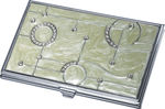 ""Visol """"Nahla"""" Light Green Marble and Stainless Steel Business Card Case""