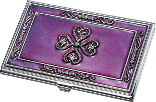""Visol """"Keiko"""" Purple Lacquer and Stainless Steel Business Card Case""