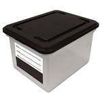 File Tote Storage Box with Snap-on Lid Closure, Letter/Legal, Clear/Black