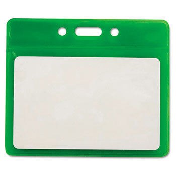 Reflective Badge Holders, Horizontal, 3 1/2"" x 2 1/2"", Green, 25/Pack