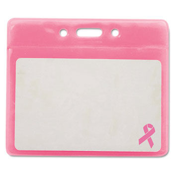 Breast Cancer Awareness Badge Holder, Horizontal, 3 1/2"" x 2 1/2"", Pink, 25/Pack