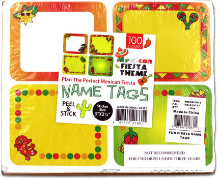 100 Piece Fiesta Name Tags Case Pack 24