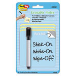 Self-Stick Notes with Dry Erase Pen, 4 x 4, Blue/Yellow, 6/Pack