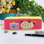 [Happy Day] Embroidered Applique Pencil Pouch Bag / Cosmetic Bag / Carrying Case (7.5*2.5*1.6)