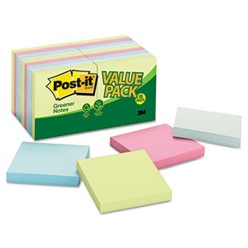 Recycled Note Pad Value Pack, 3 x 3, Sunwashed Pier, 18 Pads per Pack