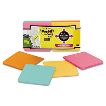 Full Adhesive Notes, 3 x 3, Assorted Farmers Market Colors, 12/PK