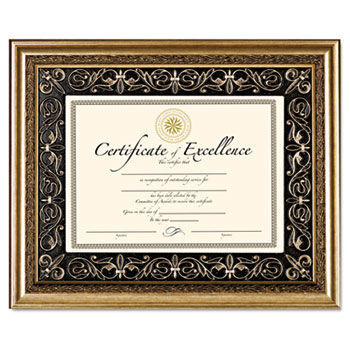 Florence Document Frame with Mat, Gold, Plastic, 11 x 14