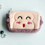 [Childlike Monkey] Embroidered Applique Fabric Art Wallet Purse/ Pouch Bag (5.9 X 3.7 X 1.1 inches)