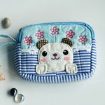 [Little Dog]Embroidered Applique Fabric Art Wallet Purse/ Pouch Bag (5.1 X 3.9 X 1.1 inches)