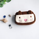 [Chocolate Cate] Embroidered Applique Fabric Art Wallet Purse/ Pouch Bag (5.1 X 3.7 X 1.4 inches)
