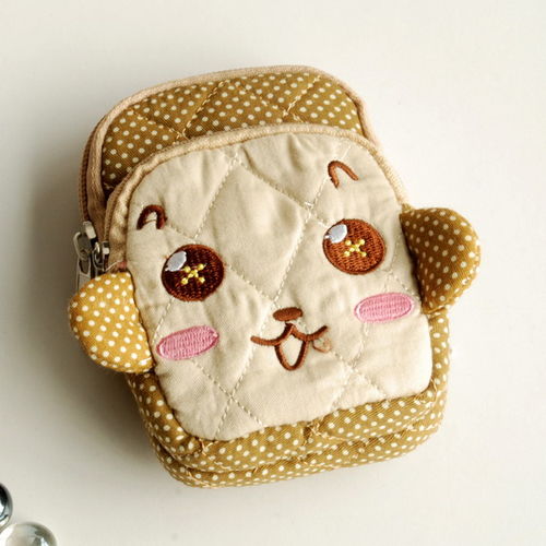 [Lovely Monkey] Embroidered Applique Fabric Art Wallet Purse/ Pouch Bag (2.9 X 4.7 X 0.98 inches)