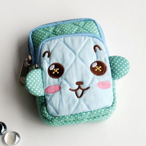 [Smart Monkey] Embroidered Applique Fabric Art Wallet Purse/ Pouch Bag (2.9 X 4.7 X 0.98 inches)