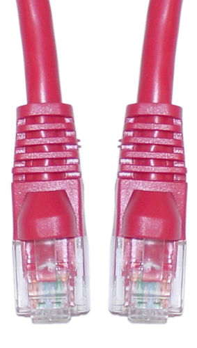 Cat 5e Red Ethernet Crossover Cable, Snagless / Molded Boot, 5 foot