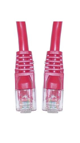 Cat 5e Red Ethernet Crossover Cable, Snagless / Molded Boot, 14 foot