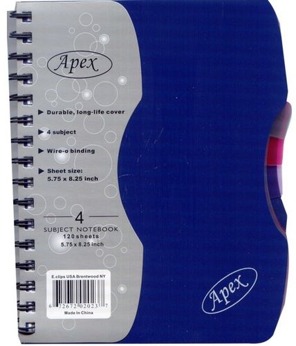 Poly Note Book - 4 subject - 5.75"" x 8.25"" Case Pack 48