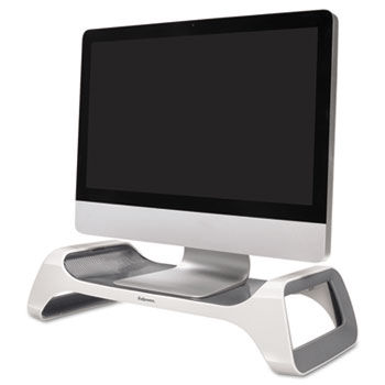Monitor Riser, 8.8 x 20 x 4.8, White/Gray
