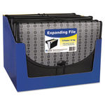 Expanding File w/closure, Poly, Letter, 1 1/2"" Exp., 13 Pockets, Black/Gray