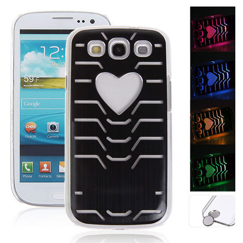 Brushed Trendy Hearts Flasher LED Color Changed Protector Case for Samsung Galaxy S3 i9300