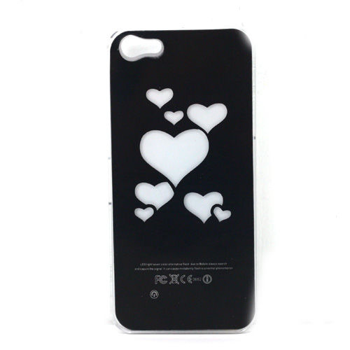 Hearts Style Flasher LED Color Changed Protector Case for iPhone 5 (Flash While Calling or Called)