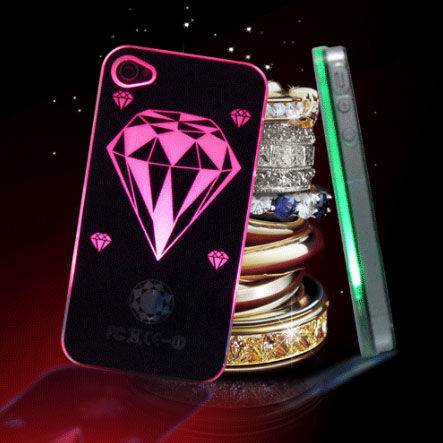 Diamond Style Flasher LED Color Changed Protector Case for iPhone 4/4S