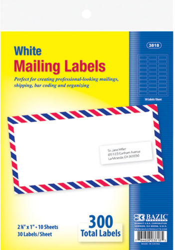 1"" x 2 5/8"" White Address Labels Case Pack 24
