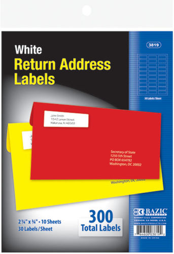 3/4"" x 2 1/4"" White Return Address Labels Case Pack 24